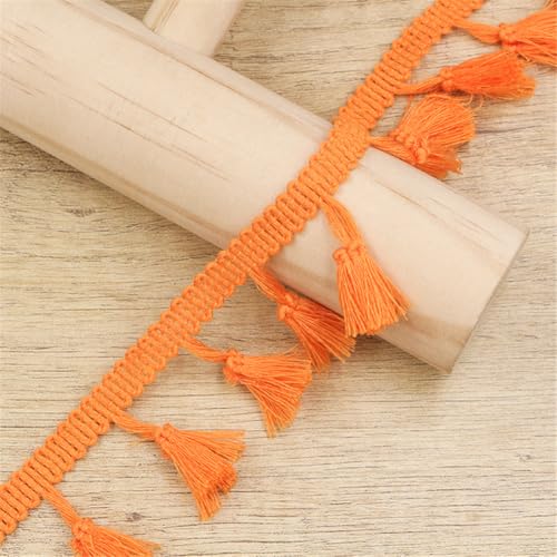 2 Yards Fransenborte - 43 mm Fransenband Textilborte StoffbordüRe Dekoband DIY Spitzenborte Quastenborte Lace Ribbon Vintage Stoffband Quasten Trim Quastenband zum Nähen und Dekor (Orange) von TKSJROL