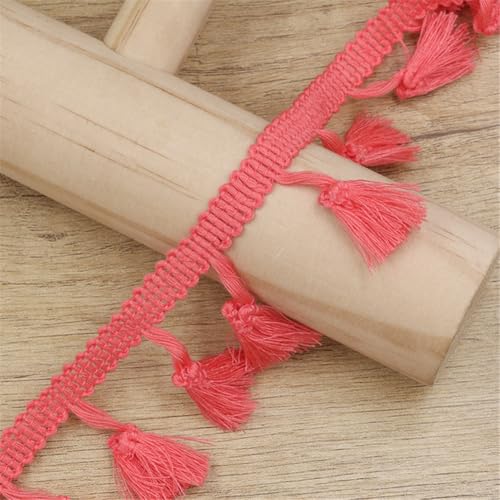 2 Yards Fransenborte - 43 mm Fransenband Textilborte StoffbordüRe Lace Ribbon DIY Quastenborte Dekoband Vintage Quasten Trim Quastenband Stoffband zum Nähen und Dekor (Begonie Rot) von TKSJROL