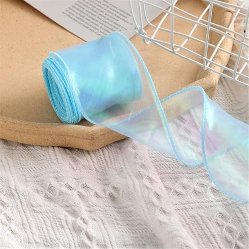 20 Yard Chiffonband 6cm – Glänzendes Satinband, Seidenband, Organzaband, Geschenkverpackung Band, Schleifenband, Tüllband, Geschenk Band für Valentinstag & Muttertagsgeschenke (Hellblau) von TKSJROL