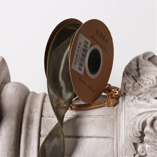 20 Yard Geschenkverpackung Band 4 cm – Chiffonband, Satinband, Organzaband, Tüllband, Seidenband, Dekoband für Weihnachten, Hochzeit, Geburtstag, Party & Geschenkideen (Olivgrün) von TKSJROL