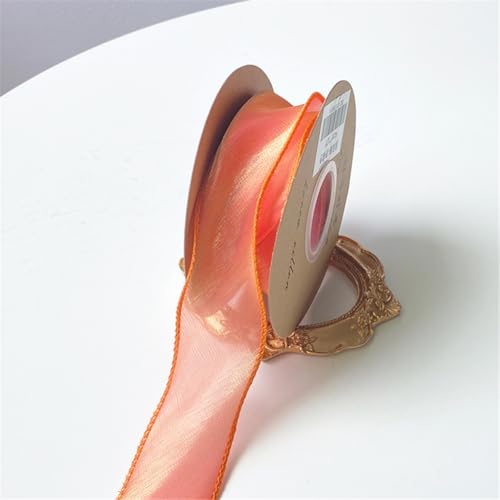 20 Yard Geschenkverpackung Band 4 cm – Chiffonband, Satinband, Organzaband, Tüllband, Seidenband, Dekoband für Weihnachten, Hochzeit, Geburtstag, Party & Geschenkideen (Warmes Orange) von TKSJROL
