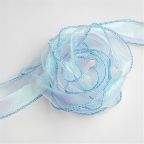 20 Yard Schimmerndes Chiffonband 4cm – Satinband, Seidenband, Organzaband, Tüllband, Bandset, Schleifenband, Geschenk Band, Hochzeit Antennenband, Ribbon für Basteln (Weiches Blau) von TKSJROL