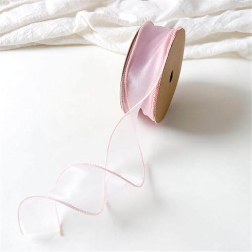 20 Yard Tüllband 4 cm – Transparentes Chiffonband, Satinband, Seidenband, Organzaband, Bandset, Dekoband, Geschenkverpackung Band, Geschenk Band für Hochzeit & DIY (Blassrosa) von TKSJROL