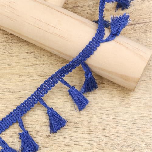 20 Yards Fransenborte - 43 mm Fransenband StoffbordüRe Textilborte DIY Quastenborte Dekoband Lace Ribbon Vintage Stoffband Quastenband Fransen Trim zum Nähen und Dekor (Königsblau) von TKSJROL