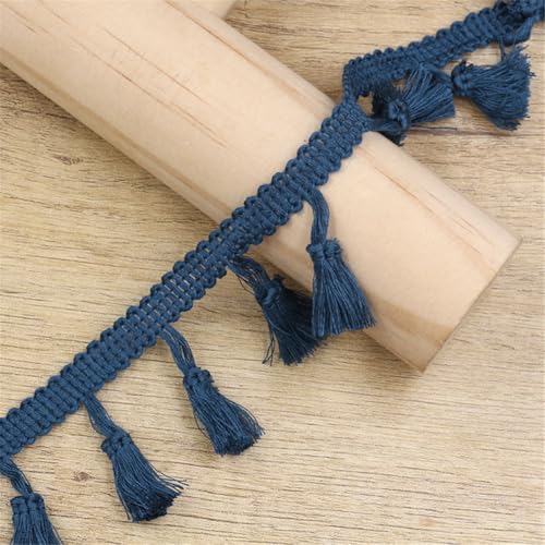 20 Yards Fransenborte - 43 mm Fransenband StoffbordüRe Textilborte DIY Quastenborte Lace Ribbon Dekoband Vintage Fransen Trim Quastenband Stoffband zum Nähen und Dekor (Marineblau) von TKSJROL