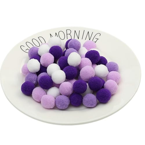 200 Stück Bunt Pompons - 20 mm Pompons Bälle zum Basteln, Filzkugeln für Ostern, Weihnachten, Deko Pompoms, Pastell Bommel, Flauschigen Plüsch Bälle für Handwerk (52_Pastellviolett) von TKSJROL