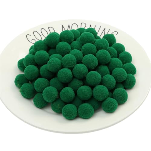 200 Stück Bunt Pompons - 25 mm Pompons Bälle zum Basteln, Filzkugeln für Ostern, Weihnachten, Deko Pompoms, Pastell Bommel, Flauschigen Plüsch Bälle für Handwerk Herstellung (40_Dunkelgrün) von TKSJROL