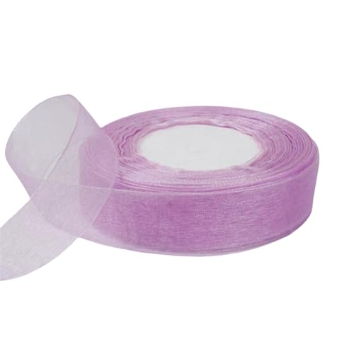 200 Yard Chiffonband – Organza-Satinband für Geschenkverpackung, Dekoband, Tüllband, Stoffband, Seidenband, Geschenkband & Stoffborte für DIY Handwerk, Hochzeit (25 mm, Amethyst Lila) von TKSJROL