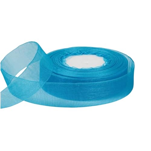 200 Yard Chiffonband – Organza-Satinband für Geschenkverpackung, Dekoband, Tüllband, Stoffband, Seidenband, Geschenkband & Stoffborte für DIY Handwerk, Hochzeit (25 mm, Elektrisch Blau) von TKSJROL