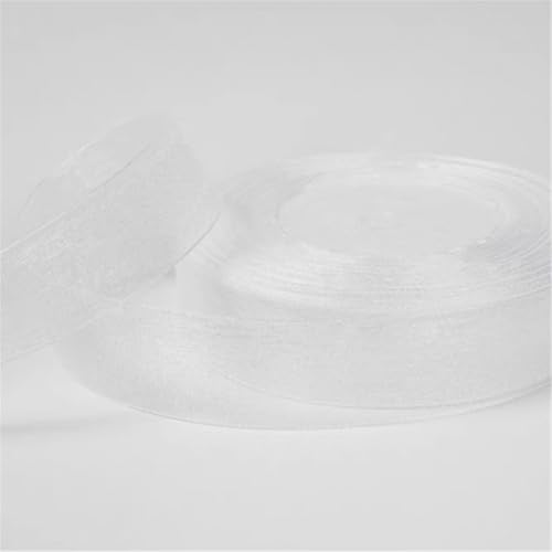 200 Yard Chiffonband – Vielseitiges Stoffband als Dekoband, Tüllband, Satinband, Organza Band, Seidenband, Geschenk Band, für Nähen, Basteln, Verpacken, DIY & Organza Handwerk (25 mm, Weiß) von TKSJROL