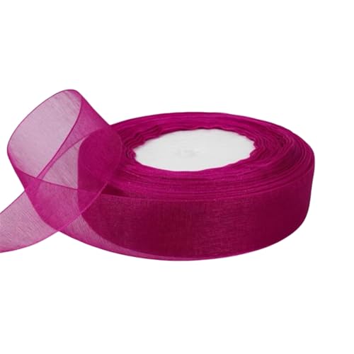 200 Yard Chiffonband – Vielseitiges Stoffband als Dekoband, Tüllband, Satinband, Organza Band, Seidenband, Geschenk Band, für Nähen, Basteln, Verpacken & Organza Handwerk (25 mm, Traube) von TKSJROL