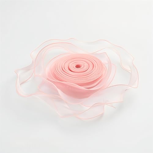 200 Yard Satinband 4 cm – Elegante Chiffonband, Tüllband, Organza Band, Seidenband, Dekoband, Schleifenband, Geschenkband, Bandset für Hochzeit & Geschenkverpackung (Altrosa) von TKSJROL