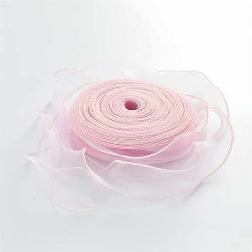 200 Yard Satinband 4 cm – Elegante Chiffonband, Tüllband, Organza Band, Seidenband, Dekoband, Schleifenband, Geschenkband, Bandset für Hochzeit & Geschenkverpackung (Antikrosa) von TKSJROL