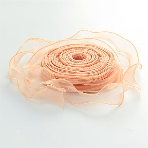 200 Yard Satinband 4 cm – Elegante Chiffonband, Tüllband, Organza Band, Seidenband, Dekoband, Schleifenband, Geschenkband, Bandset für Hochzeit & Geschenkverpackung (Champagner) von TKSJROL