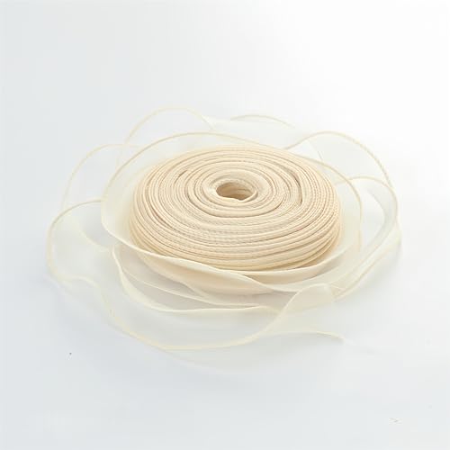 200 Yard Satinband 4 cm – Elegante Chiffonband, Tüllband, Organza Band, Seidenband, Dekoband, Schleifenband, Geschenkband, Bandset für Hochzeit & Geschenkverpackung (Creme) von TKSJROL