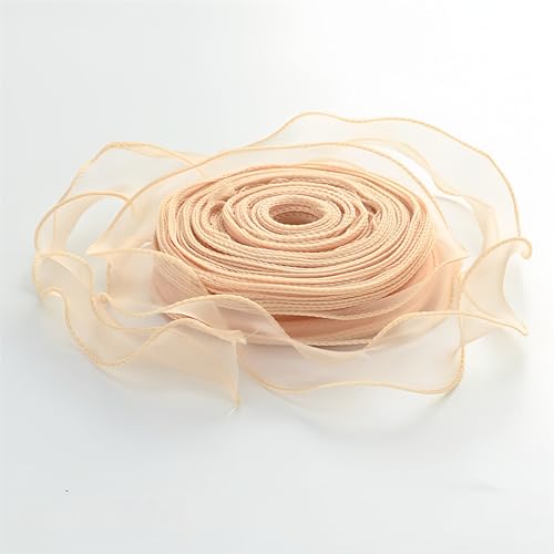200 Yard Satinband 4 cm – Elegante Chiffonband, Tüllband, Organza Band, Seidenband, Dekoband, Schleifenband, Geschenkband, Bandset für Hochzeit & Geschenkverpackung (Pfirsichrosa) von TKSJROL