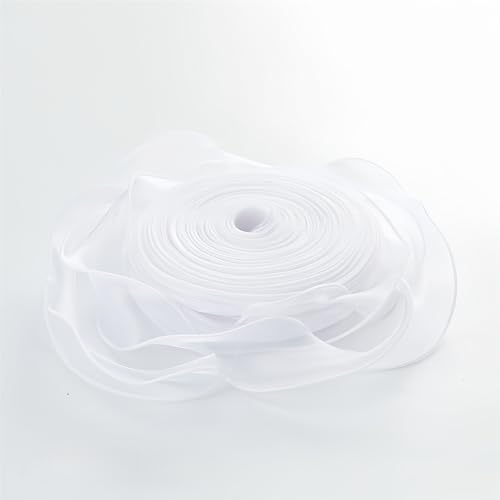 200 Yard Satinband 4 cm – Elegante Chiffonband, Tüllband, Organza Band, Seidenband, Dekoband, Schleifenband, Geschenkband, Bandset für Hochzeit & Geschenkverpackung (Weiß) von TKSJROL