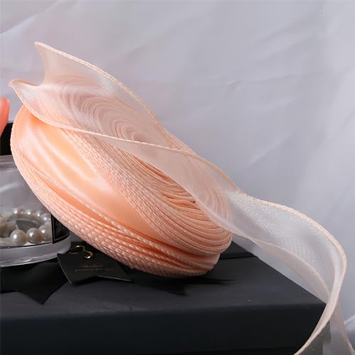 225 Meter Organzaband 4 cm – Seidenband, Chiffonband, Satinband, Tüllband, Geschenkverpackung, Dekoband, Schleifenband, Bandset, Geschenkband für DIY & kreative Projekte (Champagner) von TKSJROL