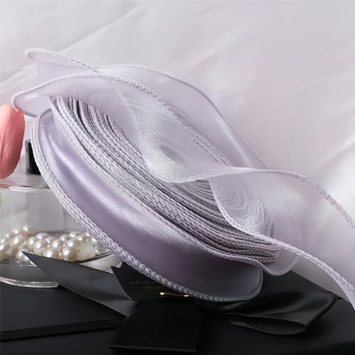 225 Meter Organzaband 4 cm – Seidenband, Chiffonband, Satinband, Tüllband, Geschenkverpackung, Dekoband, Schleifenband, Bandset, Geschenkband für DIY & kreative Projekte (Grau) von TKSJROL