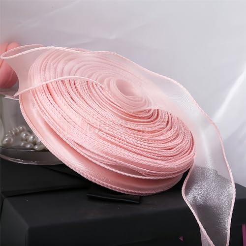 225 Meter Organzaband 4 cm – Seidenband, Chiffonband, Satinband, Tüllband, Geschenkverpackung, Dekoband, Schleifenband, Bandset, Geschenkband für DIY & kreative Projekte (Korallenrosa) von TKSJROL