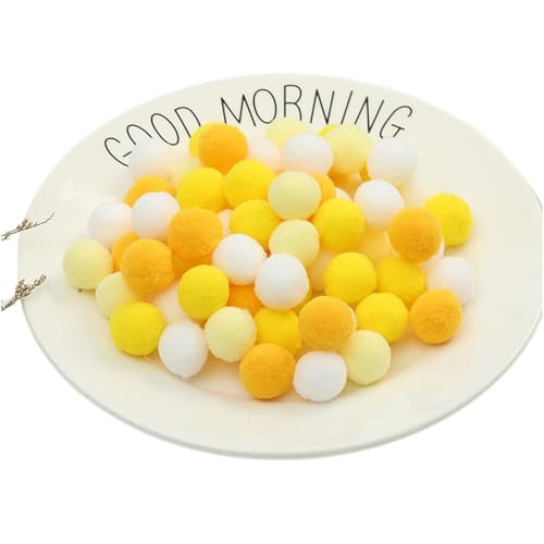 250 Stück Bunt Pompons - 30 mm Pompons Bälle zum Basteln, Filzkugeln für Ostern, Weihnachten, Deko Pompoms, Pastell Bommel, Flauschigen Plüsch Bälle für Handwerk Herstellung (48_Pastellgelb) von TKSJROL