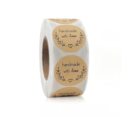 2500 Stück Handmade Aufkleber für kreative DIY Verpackungen – Selbstklebende Etiketten, Paket Label, Geschenkaufkleber, Siegel Etiketten für Marmeladengläser, Cookie Box und Flasche (A, 25mm) von TKSJROL