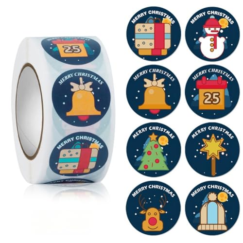 2500 Stück Selbstklebende Weihnachtssticker – Deko Etiketten, Geschenkaufkleber, Siegelaufkleber, Party Sticker und Weihnachtskarten für kreative Dekoration und festliche Feiern (B, 25mm) von TKSJROL