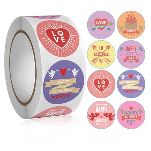2500 Stück Valentinstag Etiketten Set – Selbstklebende Deko Sticker, Siegel Etiketten, Geschenkaufkleber, Paket Label und Sticker für romantische Geschenkverpackungen (G, 25mm) von TKSJROL