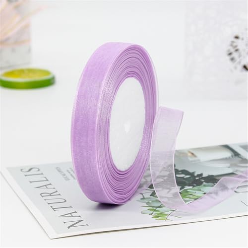 270 Meter Chiffon Geschenkband 15mm Breit – Transparentes Organza Schleifenband Tüll Seidenband für Geschenkverpackung, Geburtstage, Weihnachten, DIY Dekoration, Torten, Handwerk (Violett) von TKSJROL