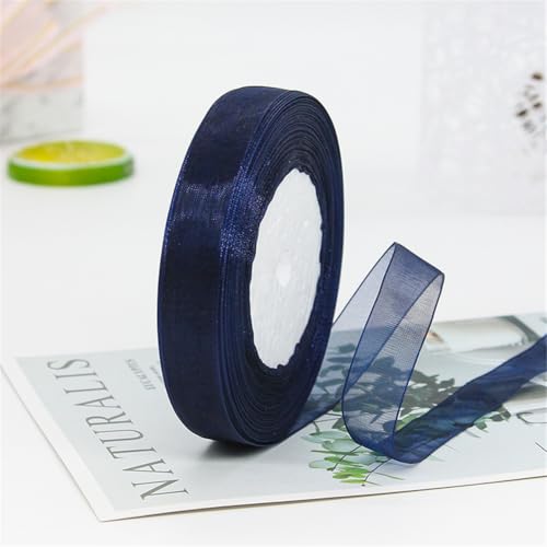 270 Meter Organza Band 15mm Breit – Transparentes Chiffonband Schleifenband Schmales Seidenband für Backen, Tortendeko, Kuchenband, Geschenkverpackung, Handgemachte Deko, DIY (Navyblau) von TKSJROL