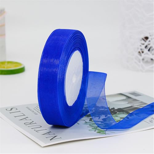 270 Meter Organza Chiffon Band 2cm – Durchscheinende Tüllband GeschenkbäNder Dekoband für Hochzeit, Einladungskarten, Blumenschmuck, Brautstrauß, Tischdeko, DIY Dekoration (Königsblau) von TKSJROL