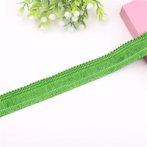 3 Meter Fransenborte - 2 cm Fransenband StoffbordüRe Dekoborte Textilborte DIY Spitzenborte Quastenborte Lace Ribbon Vintage Stoffband Quasten Trim Quastenband zum Nähen (12_Grasgrün) von TKSJROL