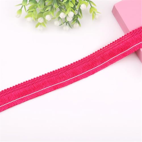 3 Meter Fransenborte - 2 cm Fransenband StoffbordüRe Dekoborte Textilborte DIY Spitzenborte Quastenborte Lace Ribbon Vintage Stoffband Quastenband Quasten Trim zum Nähen (13_Rosenrot) von TKSJROL