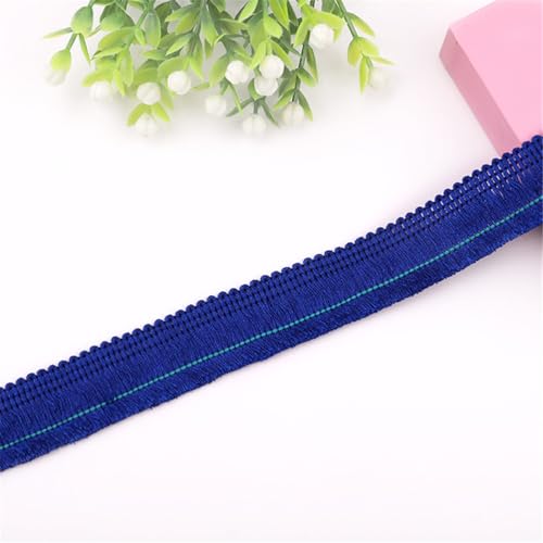 3 Meter Fransenborte - 2 cm Fransenband StoffbordüRe Dekoborte Textilborte Lace Ribbon DIY Spitzenborte Quastenborte Vintage Stoffband Quastenband Quasten Trim zum Nähen (19_Königsblau) von TKSJROL