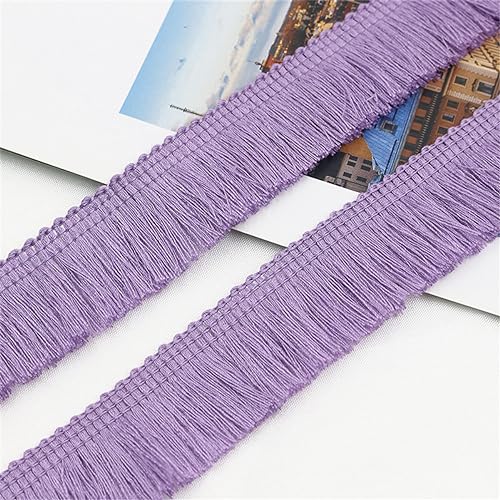 3 Meter Fransenborte - 25mm Fransenband DIY Spitzenborte Quastenborte Dekoband Textilborte Lace Ribbon StoffbordüRe Vintage Quasten Trim Stoffband zum Nähen und Dekorieren (Helles Lila) von TKSJROL