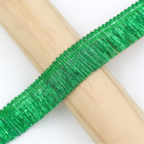 3 Meter Fransenborte - 25mm Fransenband Glitzer Zierspitze Quastenborte Dekoband Textilborte StoffbordüRe Lace Ribbon Vintage Stoffband Quastenband Quasten Trim zum Nähen und Dekor (Grün) von TKSJROL