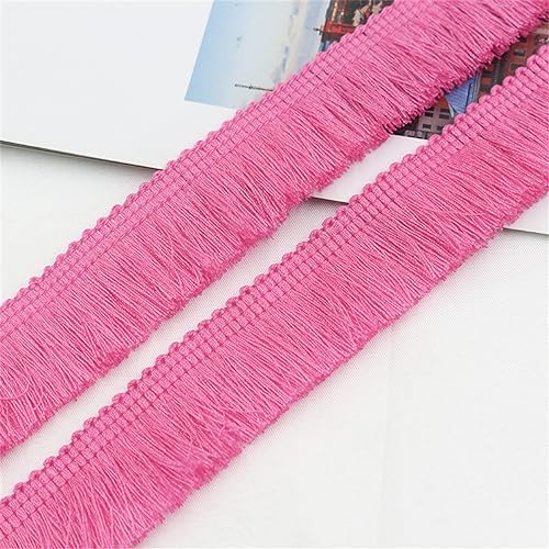 3 Meter Fransenborte - 25mm Fransenband Spitzenborte Quastenborte Dekoband Textilborte Lace Ribbon StoffbordüRe Vintage Quasten Trim Stoffband Quastenband zum Nähen und Dekorieren (Rosenrot) von TKSJROL