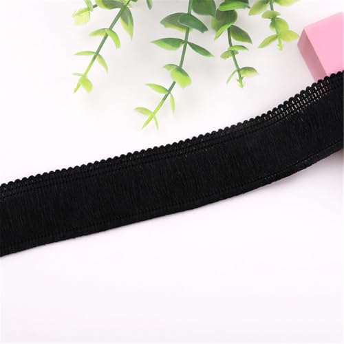 3 Meter Fransenborte - 3 cm Fransenband DIY Spitzenborte Quastenborte Textilborte Dekoborte StoffbordüRe Lace Ribbon Vintage Quasten Trim Quastenband Stoffband zum Nähen (Schwarz) von TKSJROL