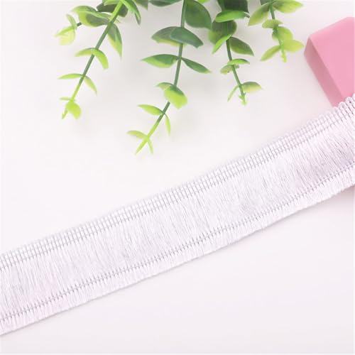 3 Meter Fransenborte - 3 cm Fransenband DIY Spitzenborte Quastenborte Textilborte Dekoborte StoffbordüRe Lace Ribbon Vintage Quasten Trim Stoffband Quastenband zum Nähen und Dekorieren (Weiß) von TKSJROL