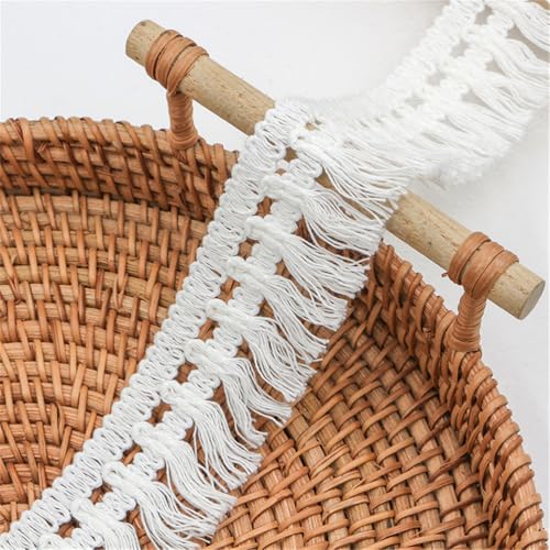3 Meter Fransenborte - 37 mm Fransenband Lace Ribbon StoffbordüRe DIY Spitzenborte Quastenborte Dekoband TextilbordüRe Vintage Quasten Trim Quastenband Stoffband zum Nähen (Weiß) von TKSJROL