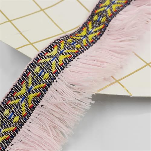 3 Meter Fransenborte - 4 cm Fransenband DIY Quastenborte Dekoband TextilbordüRe Lace Ribbon StoffbordüRe Vintage Quasten Trim Quastenband Stoffband zum Nähen und Dekor (Pfirsichrosa) von TKSJROL