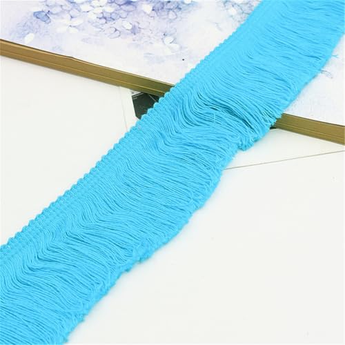 3 Meter Fransenborte - 5 cm Fransenband DIY Quastenborte Dekoband StoffbordüRe Lace Ribbon Textilborte Vintage Quasten Trim Stoffband Quastenband zum Nähen und Dekorieren (Himmelblau) von TKSJROL