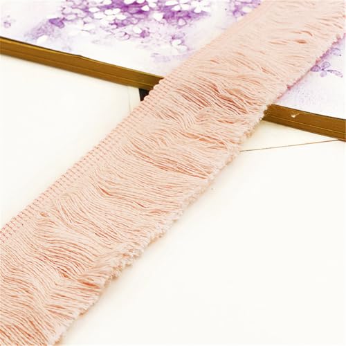 3 Meter Fransenborte - 5 cm Fransenband DIY Quastenborte Dekoband StoffbordüRe Lace Ribbon Textilborte Vintage Quasten Trim Stoffband Quastenband zum Nähen und Dekorieren (Pfirsichrosa) von TKSJROL