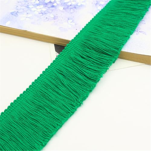 3 Meter Fransenborte - 5 cm Fransenband DIY Spitzenborte Quastenborte Dekoband StoffbordüRe Lace Ribbon Textilborte Vintage Quasten Trim Stoffband Quastenband zum Nähen und Dekorieren (Grün) von TKSJROL