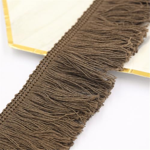 3 Meter Fransenborte - 5 cm Fransenband Spitzenborte Quastenborte Dekoband StoffbordüRe Lace Ribbon Textilborte Vintage Quasten Trim Stoffband Quastenband zum Nähen und Dekorieren (Kaffee) von TKSJROL