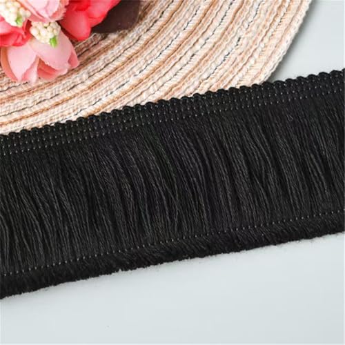 3 Meter Fransenborte - 5 cm Fransenband StoffbordüRe TextilbordüRe Dekoband DIY Spitzenborte Quastenborte Lace Ribbon Vintage Quastenband Stoffband Quasten Trim zum Nähen (Schwarz) von TKSJROL
