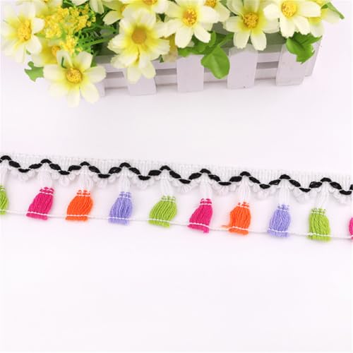 3 Yards Fransenborte - 4 cm Fransenband StoffbordüRe Lace Ribbon Textilborte DIY Spitzenborte Quastenborte Dekoband Vintage Quastenband Quasten Trim Stoffband zum Nähen und Dekorieren (E) von TKSJROL