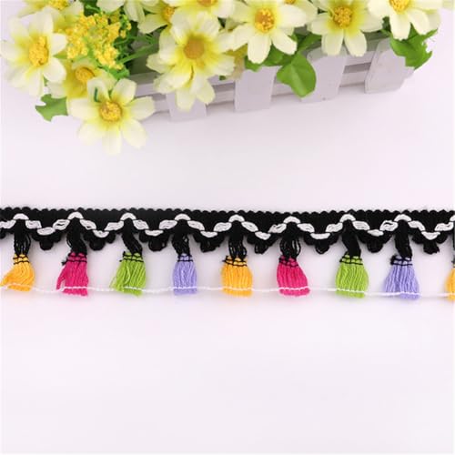 3 Yards Fransenborte - 4 cm Fransenband StoffbordüRe Lace Ribbon Textilborte Dekoband DIY Spitzenborte Quastenborte Vintage Quasten Trim Stoffband Quastenband zum Nähen und Dekorieren (J) von TKSJROL