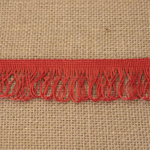 3 Yards Fransenborte - 4 cm Fransenband Textilborte DIY Spitzenborte Quastenborte StoffbordüRe Dekoband Lace Ribbon Vintage Quasten Trim Quastenband Stoffband zum Nähen und Dekorieren (Rot) von TKSJROL