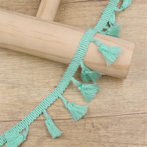 3 Yards Fransenborte - 43 mm Fransenband Textilborte Lace Ribbon Dekoband DIY Spitzenborte Quastenborte StoffbordüRe Vintage Quasten Trim Stoffband Quastenband zum Nähen und Dekor (Aqua Grün) von TKSJROL